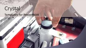  Presentation with car service - PPT theme featuring lids transportation - car mechanic providing car service background and a mint green colored foreground