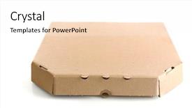  Presentation with cardboard - Beautiful PPT theme featuring lids transportation - cardboard pizza box isolated backdrop and a sky blue colored foreground