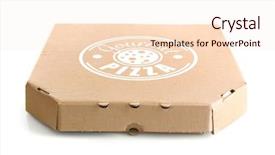  Presentation with outside the box - PPT theme featuring lids transportation - cardboard pizza box isolated background and a lemonade colored foreground