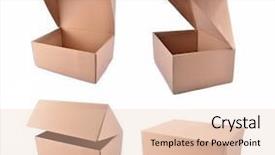  Presentation with cardboard - Presentation design featuring lids transportation - collection of cardboard boxes isolated background and a lemonade colored foreground