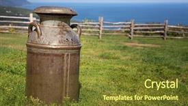  Presentation with old wood - Cool new presentation design with lids transportation - old rusty milk churn backdrop and a tawny brown colored foreground