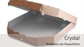  Presentation with an open gift box - Slide set having lids transportation - open empty pizza box isolated background and a light gray colored foreground