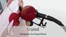  Presentation with gas station - Cool new slide set with lids transportation - red car at gas station backdrop and a light gray colored foreground