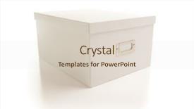  Presentation with box - Audience pleasing presentation design consisting of lids transportation - white file box isolated backdrop and a  colored foreground