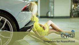  Presentation with car parking - Cool new slide deck with lids transportation - young woman in yellow dress backdrop and a yellow colored foreground