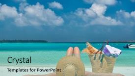  Presentation with maldives - Cool new PPT theme with lies - woman lying down on beach backdrop and a teal colored foreground