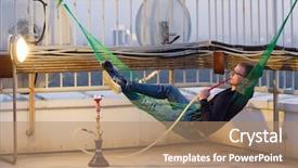  Presentation with hookah - Amazing slide deck having calabash - young man lies in hammock backdrop and a coral colored foreground