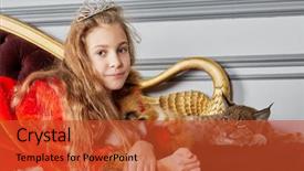  Presentation with girl in red dress - Amazing PPT theme having bobcat - girl in red cloak backdrop and a red colored foreground
