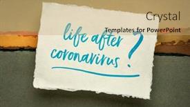  Presentation with uncertainty - PPT theme consisting of life-after-coronavirus-pandemic-question background and a coral colored foreground