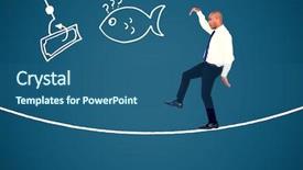 Presentation with stepping - Cool new PPT theme with life animation - businessman stepping against dark blue backdrop and a ocean colored foreground