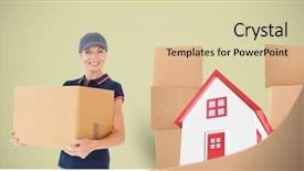  Presentation with animation - Cool new slide deck with life animation - digital composite of delivery woman backdrop and a soft green colored foreground