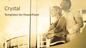  Presentation with home window frame - Amazing slide deck having life animation - grey background against couple looking backdrop and a  colored foreground