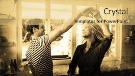  Presentation with dance beautiful couple dancing ballroom - Colorful presentation enhanced with life animation - grey background against cute couple backdrop and a  colored foreground