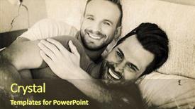  Presentation with good morning couple bed - Colorful slide set enhanced with life animation - grey background against happy gay backdrop and a tawny brown colored foreground