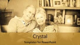  Presentation with senior couple - PPT theme consisting of life animation - grey background against portrait background and a  colored foreground