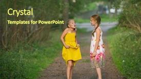  Presentation with cute - Cool new PPT theme with life animation - two little cute girlfriends animatedly backdrop and a  colored foreground