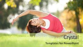  Presentation with exercises - PPT theme with life balance - pretty woman doing yoga exercises background and a yellow colored foreground
