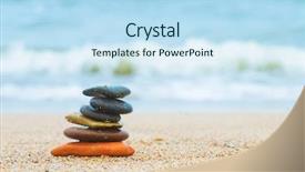  Presentation with sand ocean - Presentation theme featuring life balance - stack of beach stones background and a sky blue colored foreground