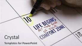  Presentation with zone - Slide deck enhanced with life begins at the end background and a white colored foreground