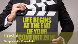  Presentation with zone - Slide deck featuring life begins at the end background and a tawny brown colored foreground