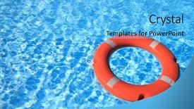  Presentation with water life - Amazing PPT layouts having life belt floating on water backdrop and a light blue colored foreground