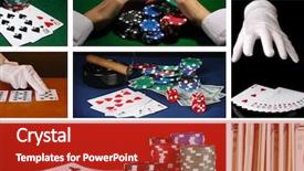  Presentation with casino - Beautiful slide deck featuring life board game - casino collage backdrop and a crimson colored foreground