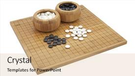  Presentation with board game - Colorful slide deck enhanced with life board game - go boardgame isolated on white backdrop and a coral colored foreground