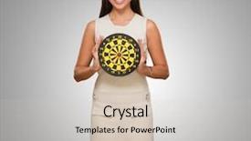  Presentation with board game - PPT theme having life board game - portrait of a young woman background and a soft green colored foreground