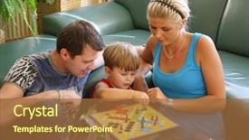  Presentation with board game - Theme featuring life board game - young family with one child background and a red colored foreground