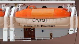  Presentation with boat - Beautiful slide deck featuring life boat - orange lifeboat installed on large backdrop and a coral colored foreground