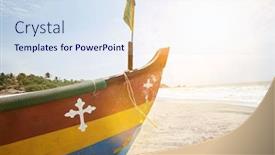  Presentation with goa beach - Theme having life-boat-on-indian-goa background and a sky blue colored foreground