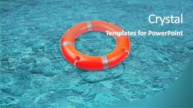  Presentation with safety - Amazing presentation design having life buoy for safety backdrop and a teal colored foreground