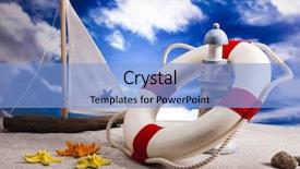  Presentation with life - Amazing slides having life buoy on the beach backdrop and a light blue colored foreground