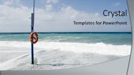  Presentation with flood - Theme enhanced with life-buoy on the beach background and a  colored foreground