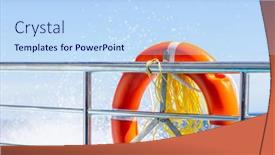  Presentation with life - PPT theme consisting of life-buoy-on-the-ferry background and a light blue colored foreground