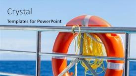  Presentation with orange life buoy splash water - Theme featuring life-buoy-on-the-ferry background and a  colored foreground