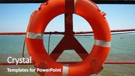  Presentation with orange life buoy splash water - Amazing slide set having life buoy backdrop and a tawny brown colored foreground