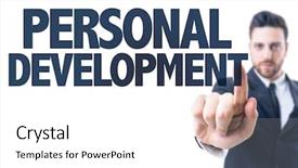  Presentation with life coaching - Presentation design consisting of life coaching - business man pointing the text background and a white colored foreground