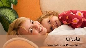  Presentation with life coaching - Theme enhanced with life coaching - happy mother and daughter sharing background and a coral colored foreground