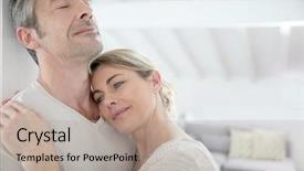  Presentation with love - PPT theme enhanced with life complications - mature couple embracing with love background and a  colored foreground