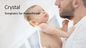  Presentation with mom and newborn - PPT theme consisting of life complications - portrait of daddy cuddling newborn background and a  colored foreground