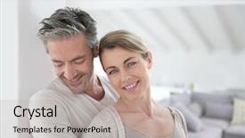  Presentation with broken home upset couple - Colorful presentation theme enhanced with life complications - portrait of mature couple relaxing backdrop and a mint green colored foreground