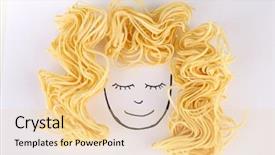  Presentation with food white - Presentation design having life composition with vermicelli food background and a  colored foreground