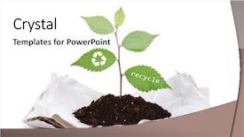  Presentation with paper boat children play - Theme enhanced with life cycle - plant with recycle symbol growing background and a white colored foreground