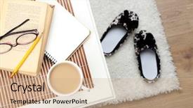  Presentation with still life crucifixion table - Slide deck having life details cup of coffee background and a coral colored foreground