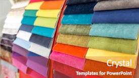  Presentation with example - Cool new slide deck with life example - fabric samples backdrop and a  colored foreground