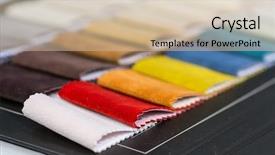  Presentation with example - Audience pleasing slide set consisting of life example - fabric samples backdrop and a  colored foreground