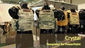  Presentation with exhibition - Amazing slides having life example - samples of bulletproof vests backdrop and a tawny brown colored foreground