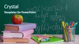  Presentation with example - PPT theme consisting of life example - school supplies on table background and a  colored foreground