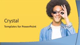  Presentation with eye african american models - Cool new theme with life glasses doing ok gesture backdrop and a yellow colored foreground